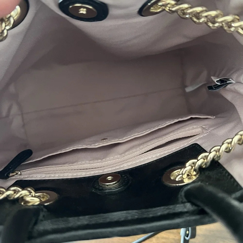 New Kate Spade Bloom Medium Quilted Leather Backpack Black Drawstring Chain $478